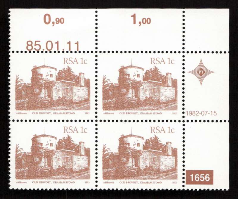 RSA 1985/01/11 4th Definitive Issue South African Architecture 1c Plate 1656