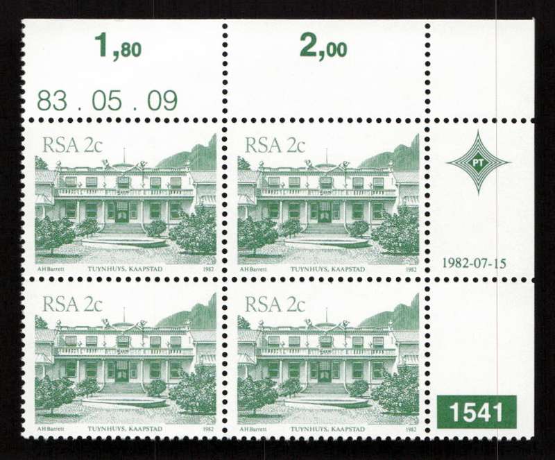 RSA 1983/05/09 4th Definitive Issue South African Architecture 2c Plate 1541