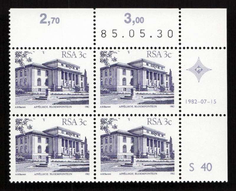 RSA 1985/05/30 4th Definitive Issue South African Architecture 3c S40