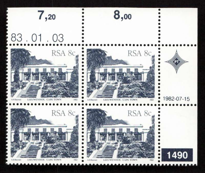 RSA 1983/01/03 4th Definitive Issue South African Architecture 8c Plate 1490