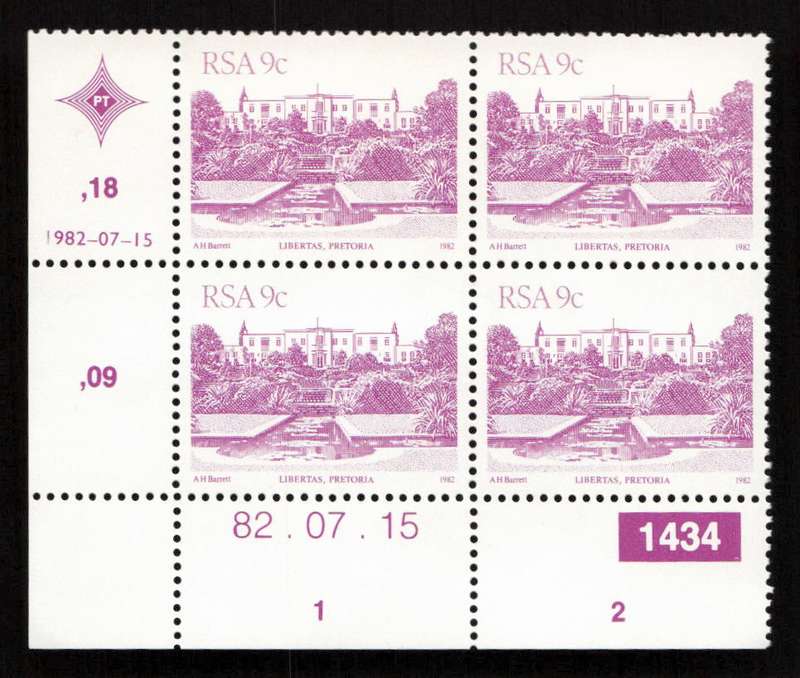 RSA 1982/07/15 4th Definitive Issue South African Architecture 9c Plate 1434