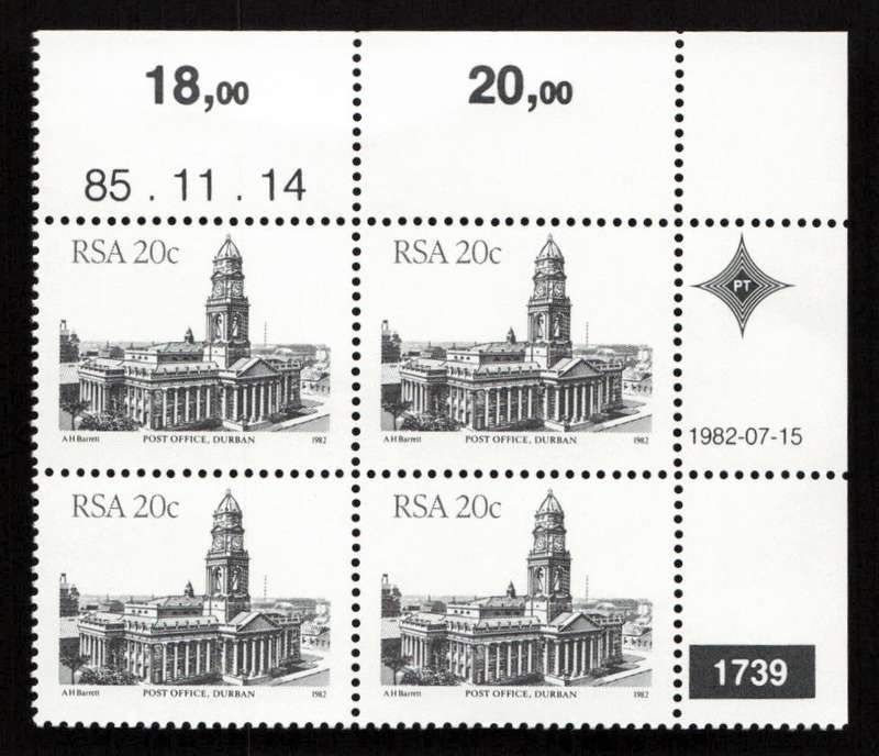 RSA 1985/11/14 4th Definitive Issue South African Architecture 20c Plate 1739