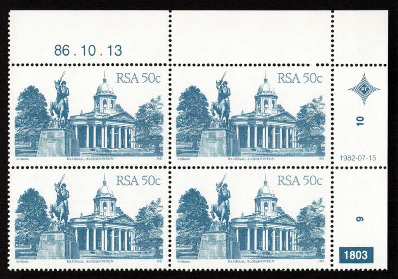 RSA 1986/10/13 4th Definitive Issue South African Architecture 50c Plate 1803