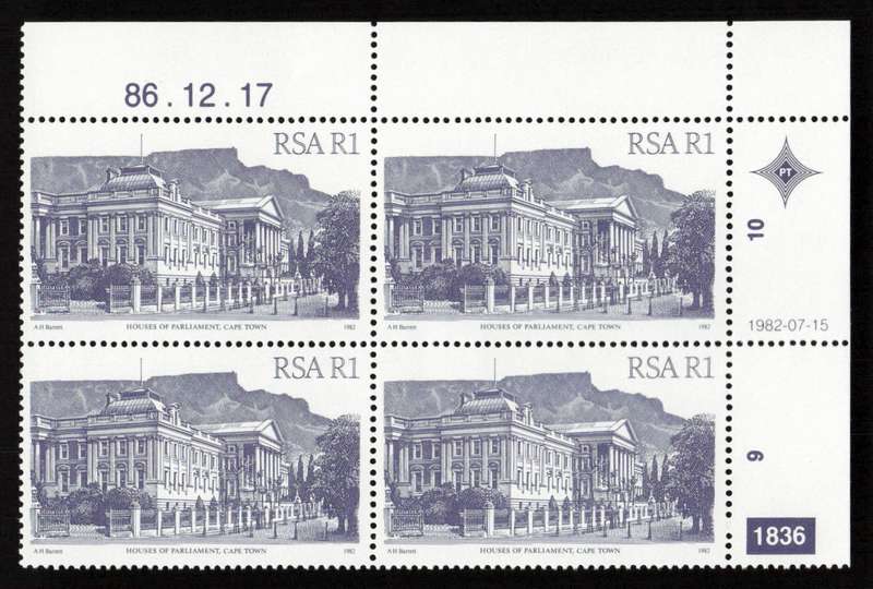 RSA 1986/12/17 4th Definitive Issue South African Architecture R1 Plate 1836