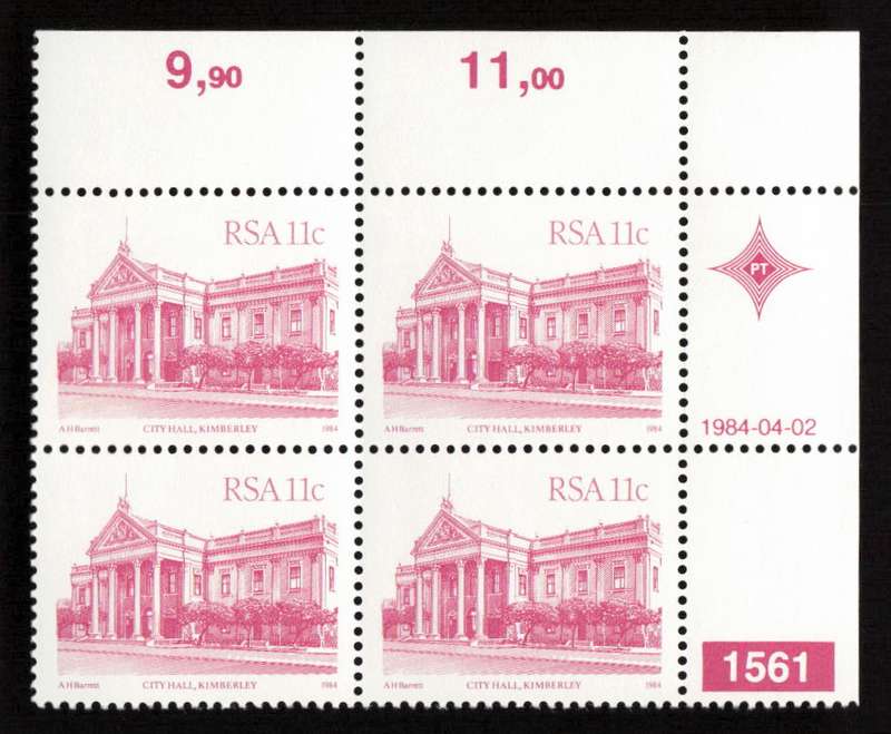 RSA 1984/04/02 4th Definitive Issue South African Architecture 11c Plate 1561