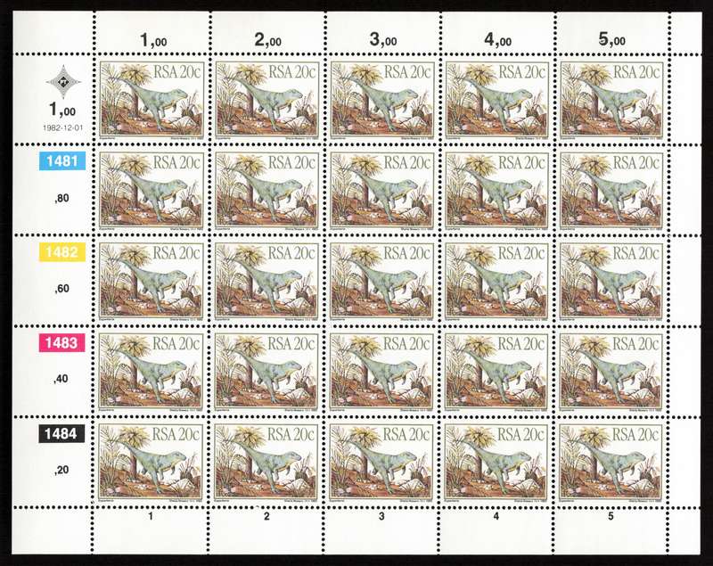 RSA 1982/12/01 Prehistoric Animals Control Blocks Set *Complete sheets