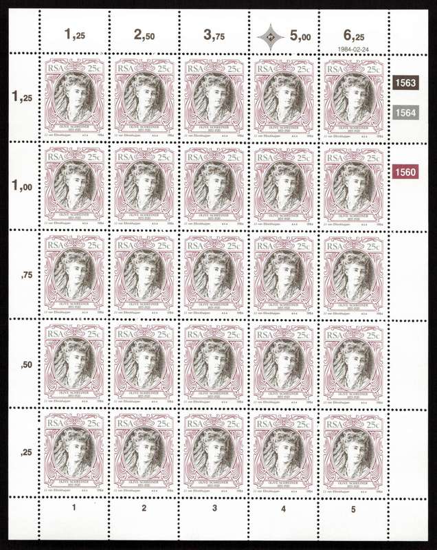 RSA 1984/02/24 S.A. English Authors Control Block Set * Complete Sheets