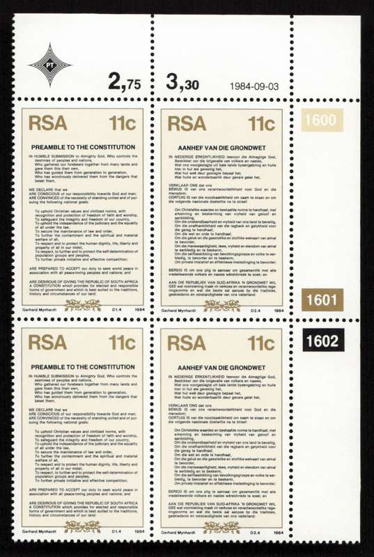 RSA 1984/09/03 New Constitution Control Block Set