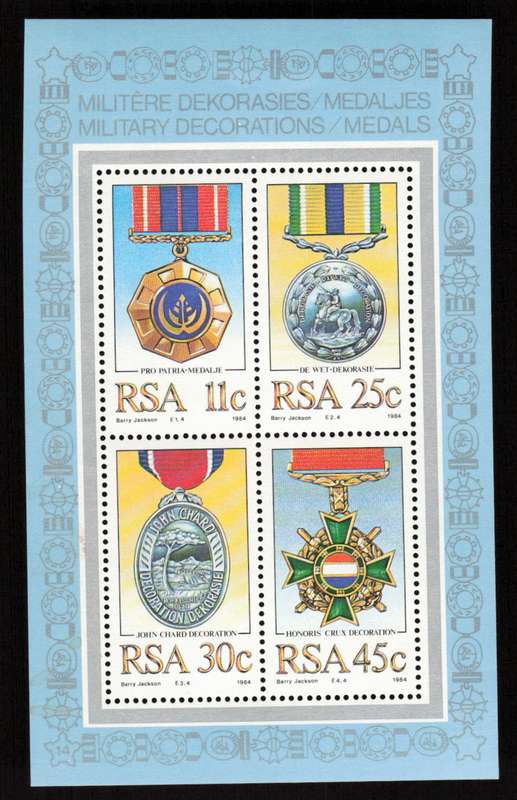 RSA 1984/14/09 Military Decorations Miniature Sheet
