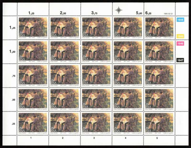 RSA 1985/02/22 Paintings by Frans David Oerder Control Block Set *Complete Sheets