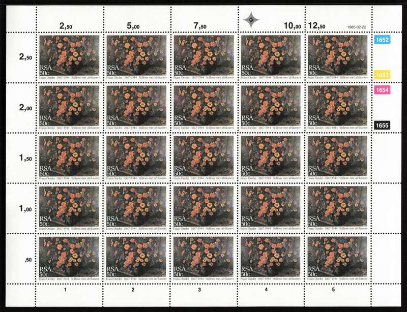 RSA 1985/02/22 Paintings by Frans David Oerder Control Block Set *Complete Sheets