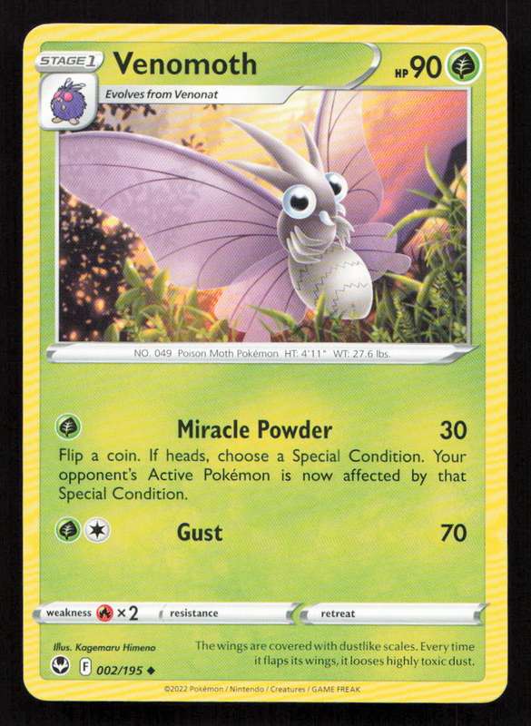 2020 Pokemon/Nintendo/Creatures/Game Freak SWSH12: Silver Tempest #002/195 Venomoth