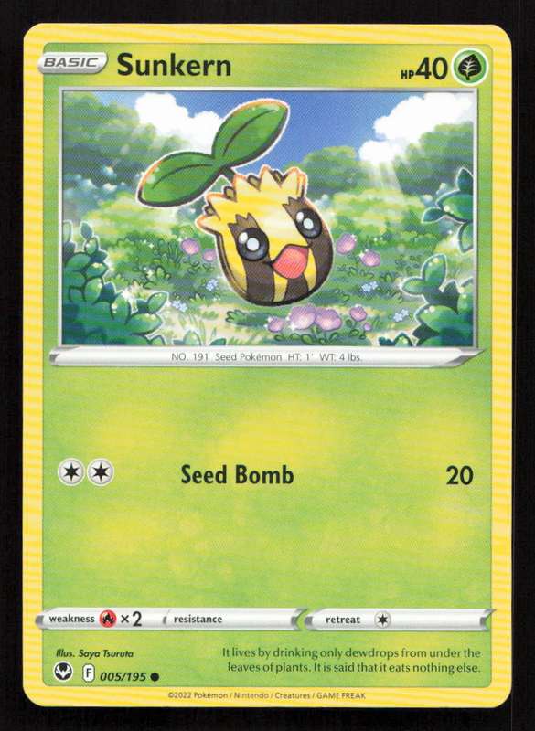 2020 Pokemon/Nintendo/Creatures/Game Freak SWSH12: Silver Tempest #005/195 Sunkern