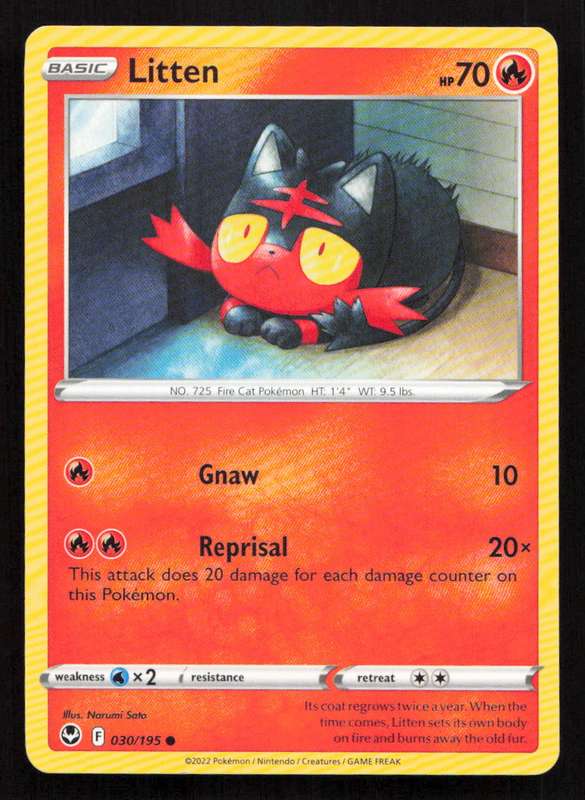 2020 Pokemon/Nintendo/Creatures/Game Freak SWSH12: Silver Tempest #030/195 Litten