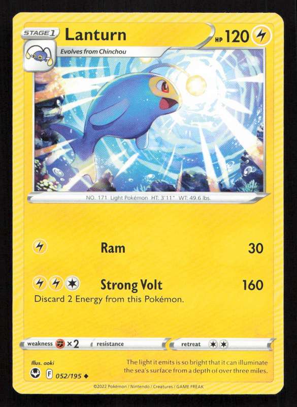 2020 Pokemon/Nintendo/Creatures/Game Freak SWSH12: Silver Tempest #052/195 Lanturn