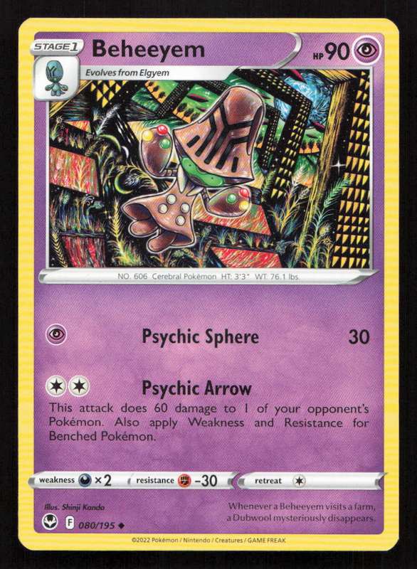 2020 Pokemon/Nintendo/Creatures/Game Freak SWSH12: Silver Tempest #080/195 Beheeyem