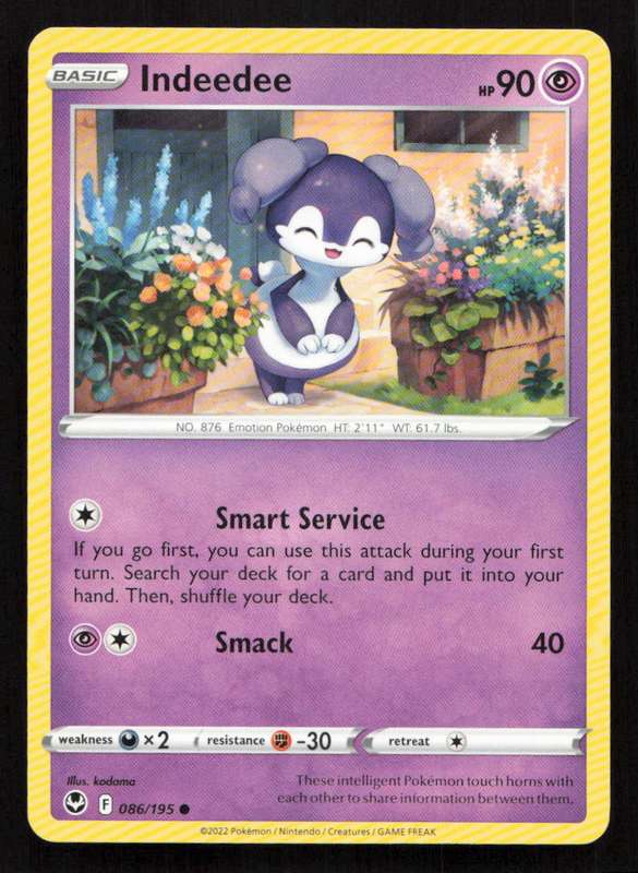 2020 Pokemon/Nintendo/Creatures/Game Freak SWSH12: Silver Tempest #086/195 Indeedee