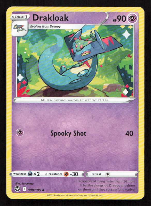 2020 Pokemon/Nintendo/Creatures/Game Freak SWSH12: Silver Tempest #088/195 Drakloak