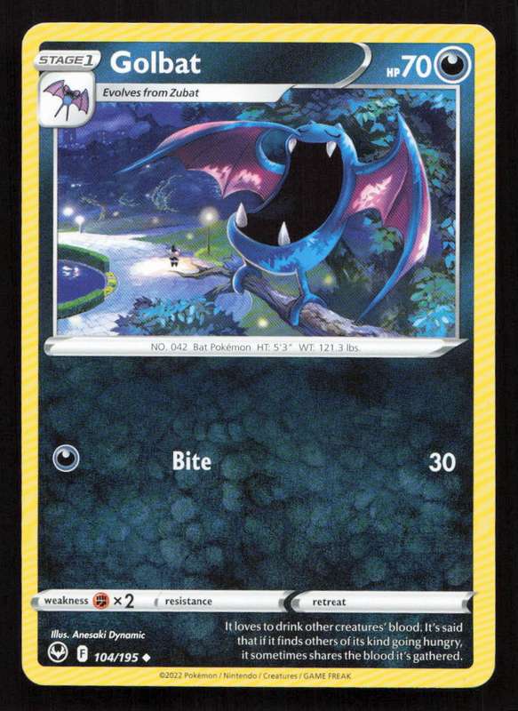 2020 Pokemon/Nintendo/Creatures/Game Freak SWSH12: Silver Tempest #104/195 Golbat