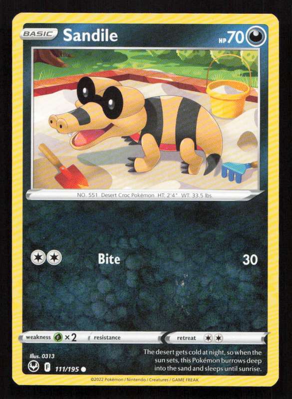 2020 Pokemon/Nintendo/Creatures/Game Freak SWSH12: Silver Tempest #111/195 Sandile