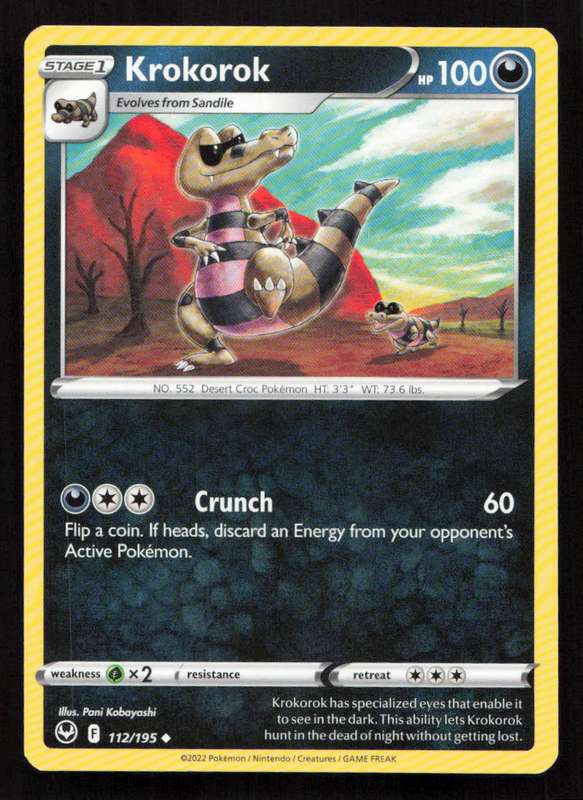 2020 Pokemon/Nintendo/Creatures/Game Freak SWSH12: Silver Tempest #112/195 Krokorok