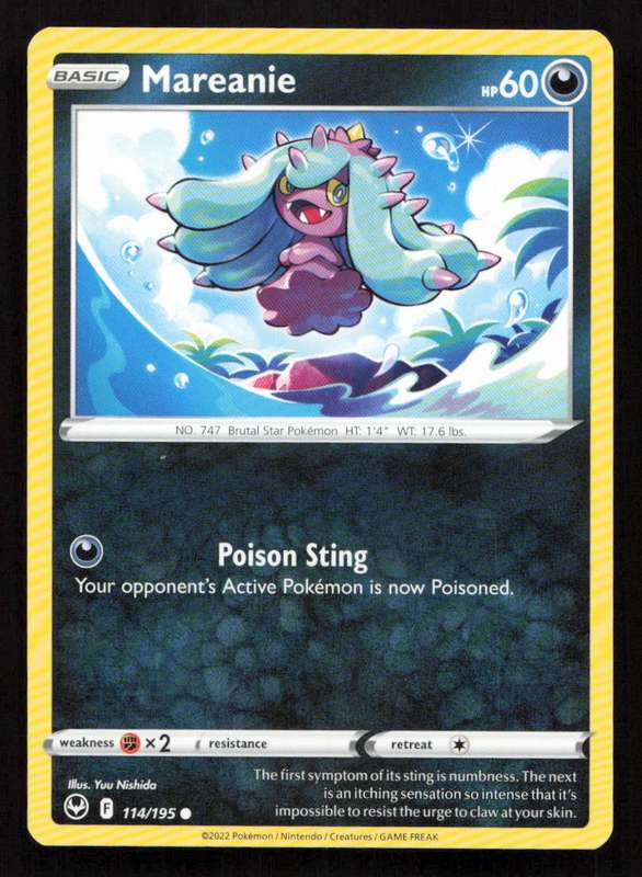 2020 Pokemon/Nintendo/Creatures/Game Freak SWSH12: Silver Tempest #114/195 Mareanie