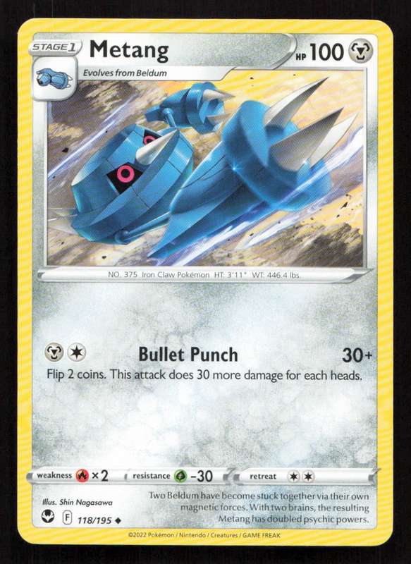 2020 Pokemon/Nintendo/Creatures/Game Freak SWSH12: Silver Tempest #118/195 Metang
