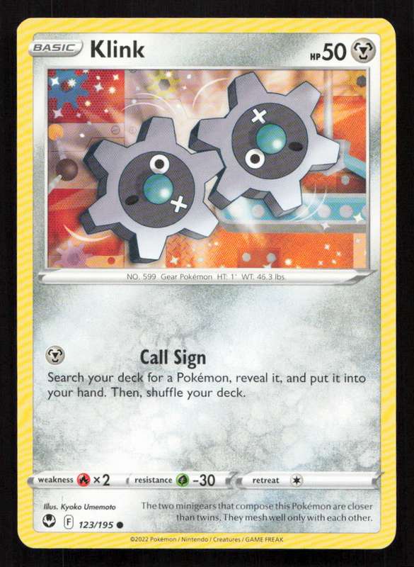 2020 Pokemon/Nintendo/Creatures/Game Freak SWSH12: Silver Tempest #123/195 Klink