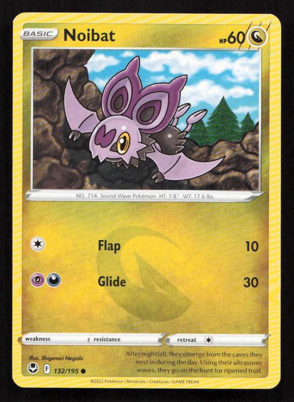 2020 Pokemon/Nintendo/Creatures/Game Freak SWSH12: Silver Tempest #132/195 Noibat
