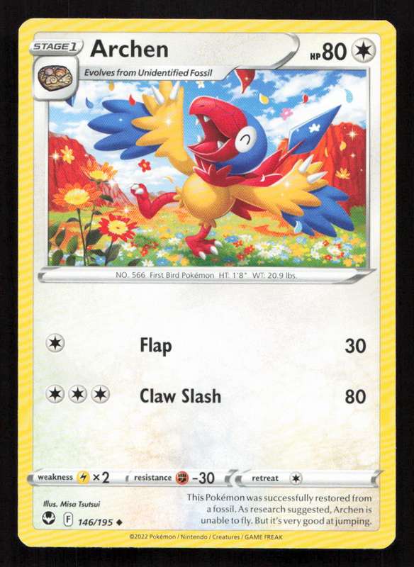 2020 Pokemon/Nintendo/Creatures/Game Freak SWSH12: Silver Tempest #146/195 Archen