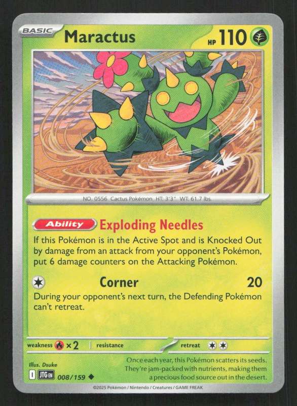 2025 Pokemon / Nintendo / Creatures / GAME FREAK Maractus - 008/159 - SV09: Journey Together