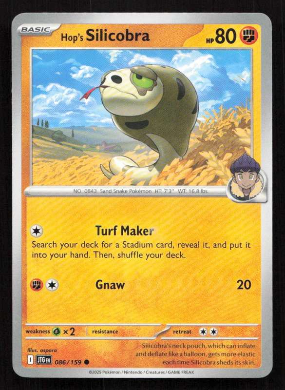 2025 Pokemon / Nintendo / Creatures / GAME FREAK Hop's Silicobra - SV09: Journey Together