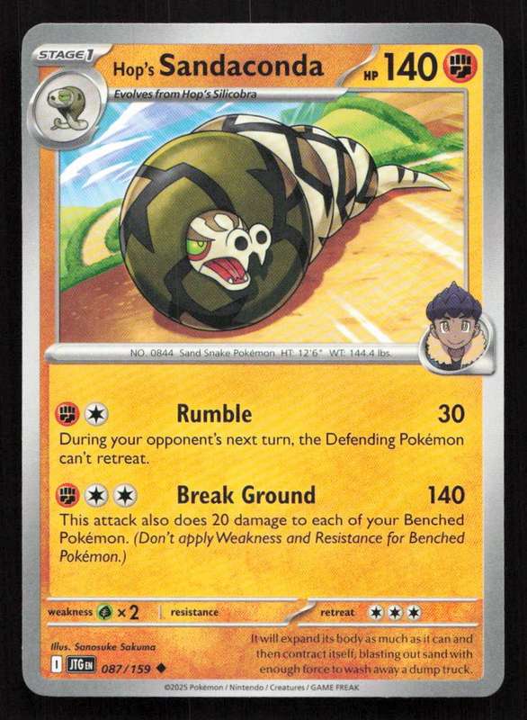 2025 Pokemon / Nintendo / Creatures / GAME FREAK Hop's Sandaconda - SV09: Journey Together