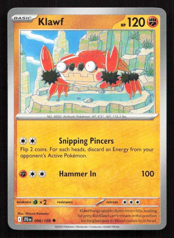 2025 Pokemon / Nintendo / Creatures / GAME FREAK Klawf - SV09: Journey Together