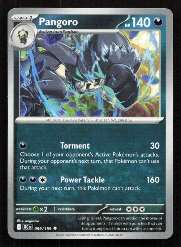 2025 Pokemon / Nintendo / Creatures / GAME FREAK Pangoro - SV09: Journey Together