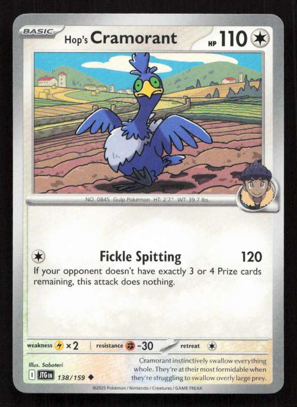 2025 Pokemon / Nintendo / Creatures / GAME FREAK Hop's Cramorant - SV09: Journey Together