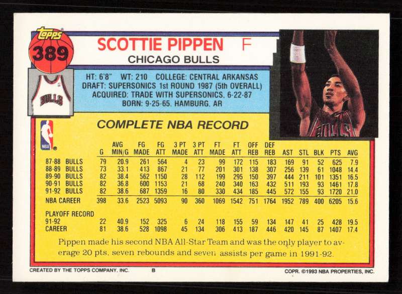 1992-93 Topps #389 Scottie Pippen