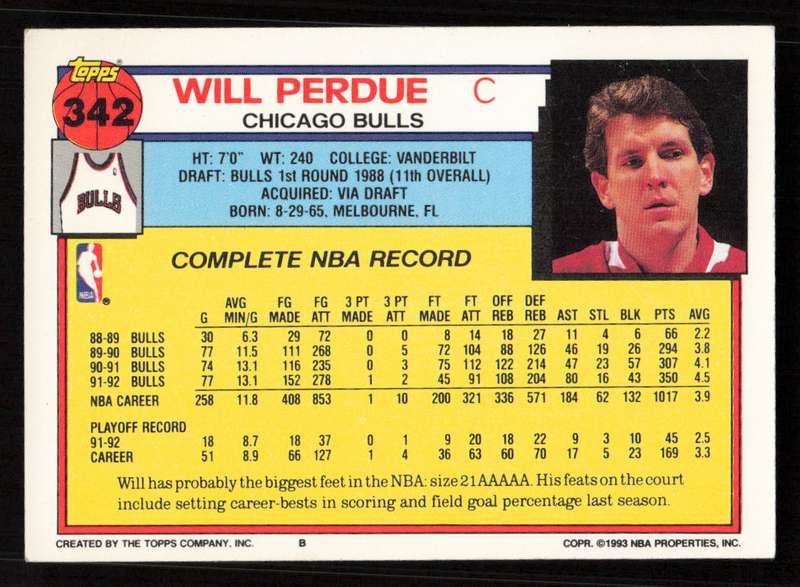 1992-93 Topps #342 Will Perdue