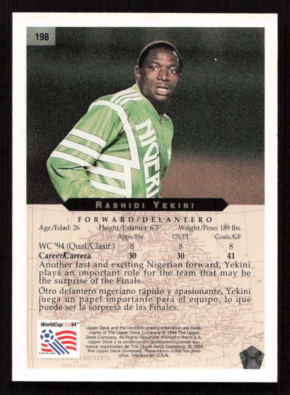 1994 Upper Deck World Cup Contenders  #198 Rashidi Yekini