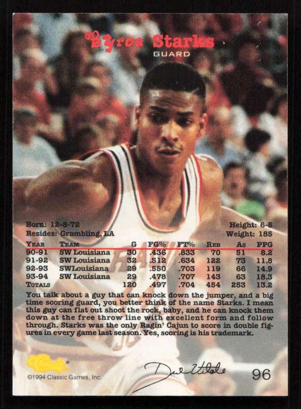 1994 Classic Draft #96 Gold Byron Starks