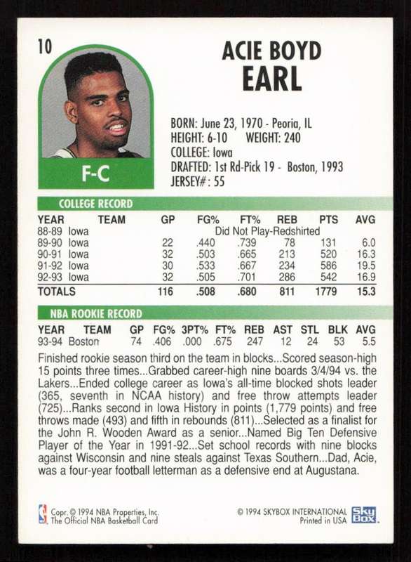 1994-95 Hoops #10 Acie Earl