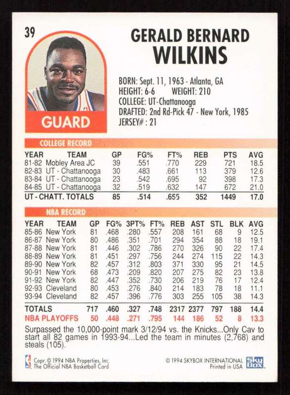 1994-95 Hoops #39 Gerald Wilkins