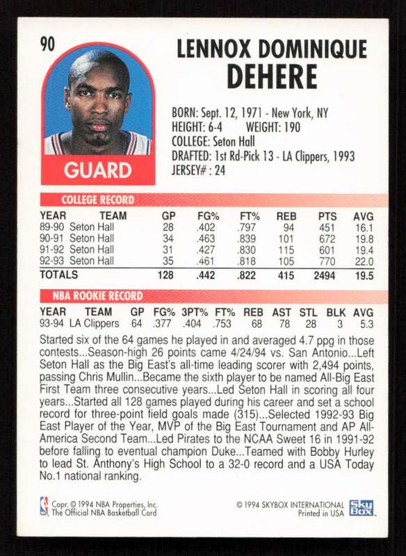 1994-95 Hoops #90 Terry Dehere
