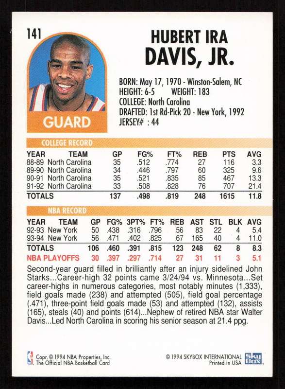 1994-95 Hoops #141 Hubert Davis