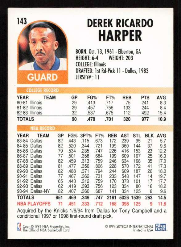 1994-95 Hoops #143 Derek Harper