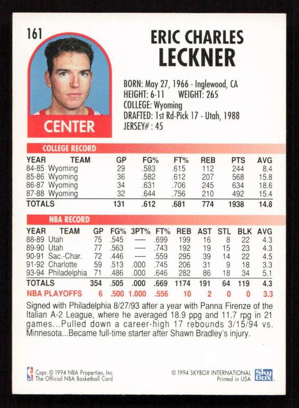 1994-95 Hoops #161 Eric Leckner