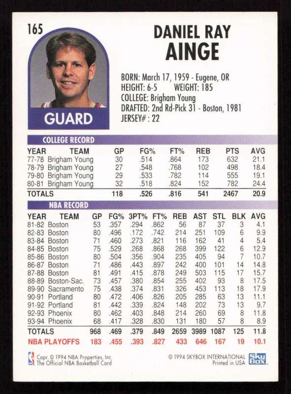 1994-95 Hoops #165 Danny Ainge