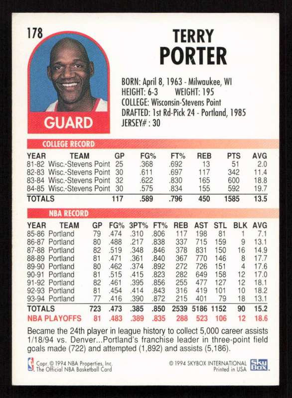 1994-95 Hoops #178 Terry Porter