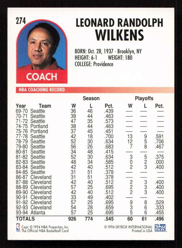 1994-95 Hoops #274 Lenny Wilkens