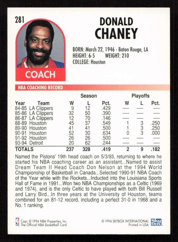 1994-95 Hoops #281 Don Chaney